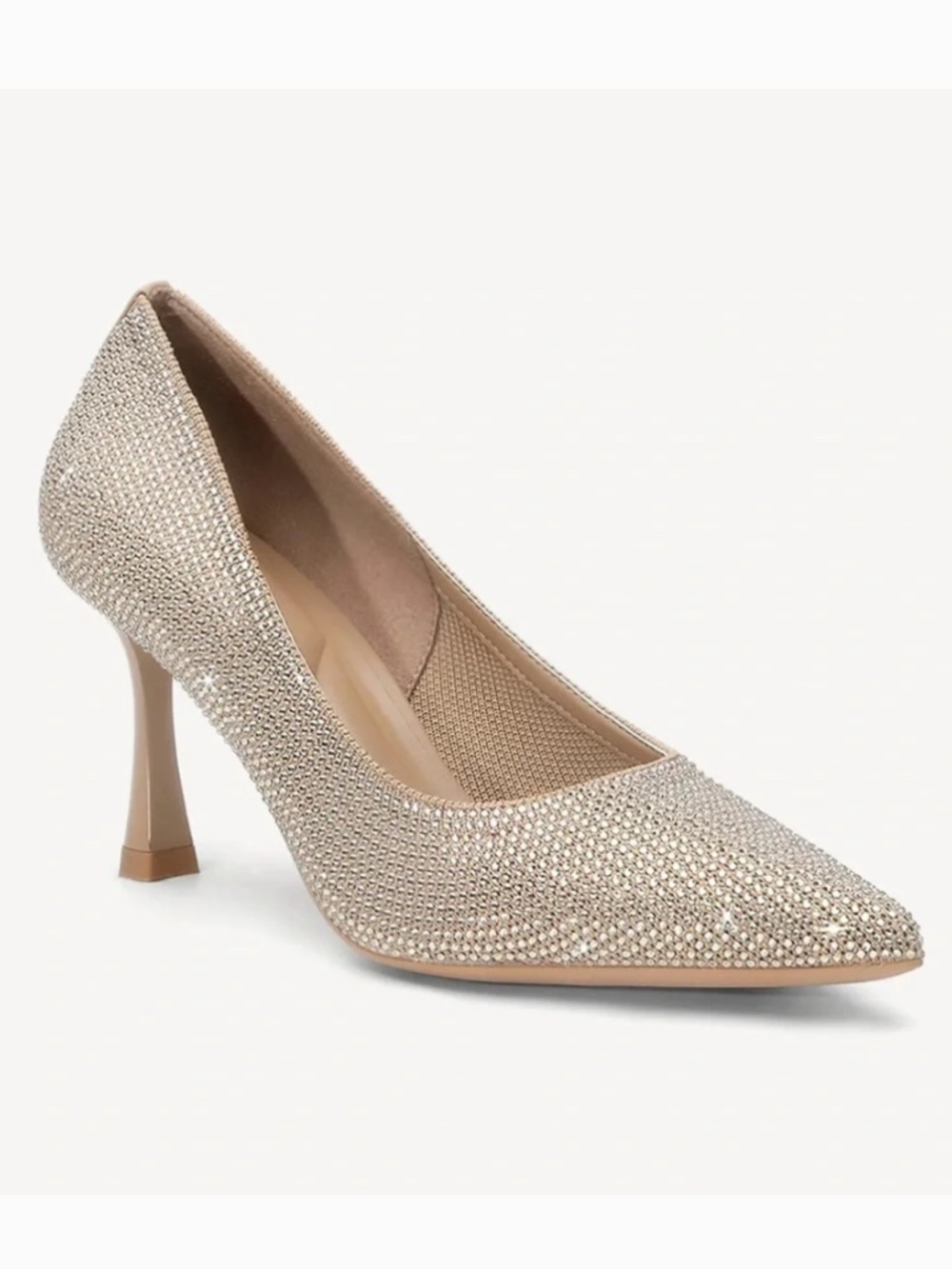 Cosy Island Women's Eternalpace Gold Diamond Pointed Toe Heel Pump Size 7.5